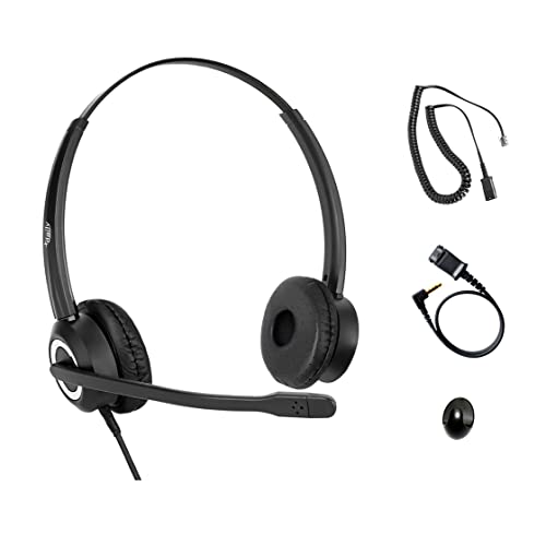 Polycom Phone Headset Noise Cancelling Mic RJ9 U10P Bottom Cable Compatible with Polycom VVX, Shoretel, Nortel (Avaya) Phones