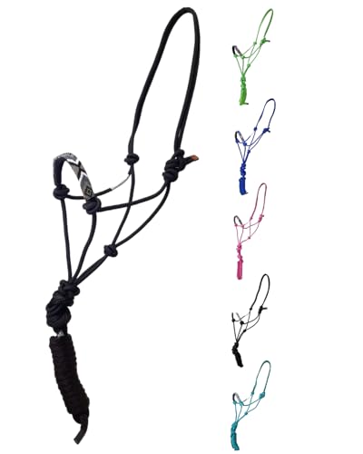 Tahoe Tack Copper Tip Series Braided Rope Horse Halter with Navajo Beaded Noseband, Cowboy Knots, 10 Ft Lead