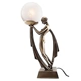 Top Collection Modern Art Deco Lady Lamp Statue - Decorative Table Lamp Sculpture in Premium Cold Cast Bronze- 16-Inch Collectible Beautiful Light Lighting Decor Goddess Figurine