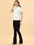 Allegra K Women's Cotton Short Sleeve Button Down Peter Pan Collar Blouse Medium White