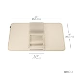 Umbra Udry Dish Rack and Microfiber Drying Mat – Space-Saving Design Folds Up for Easy Storage, Basic Rack, Linen