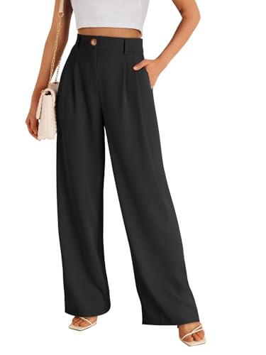 LILLUSORY Wide Leg Dress Work Pants Womens Palazzo Flowy 2025 Summer Spring High Waisted Professional Business Office Interview Outfits Bottom Wear Trousers Dressy Slacks Black