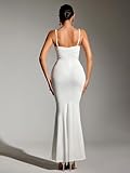 EYNMIN Women's Bodycon Maxi Dress Spaghetti Strap Sleeveless Elegant Long Formal Wedding Guest Dresses White M