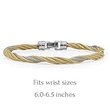 Alor Cable Modern Twist Bracelet - Twisted Cable Bracelet - Stainless Steel Bracelets for Woman - Brazaletes para Mujer - Women's Jewerly (Yellow & Grey)