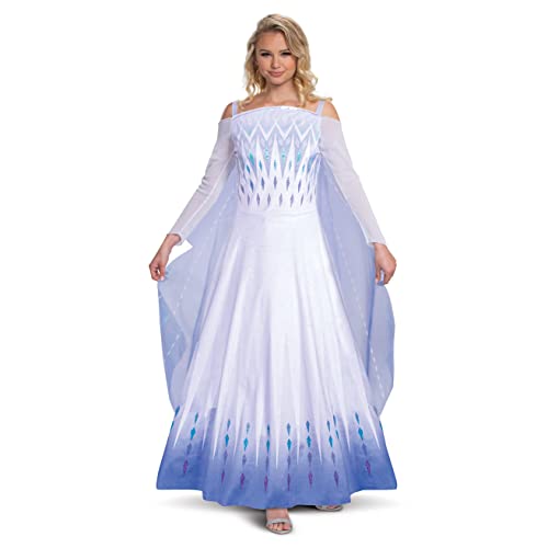 Disguise womens Elsa Costume, Official Disney Frozen 2 Elsa Apparel Dress Adult Sized Costumes, White & Blue, Medium 8-10 US