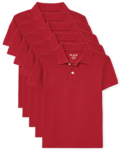 The Children's Place Boys Short Sleeve Pique Polo,Classic Red 5 Pack,S (5/6)