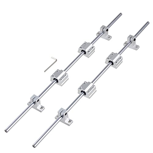 CNCYEAH Linear Motion Ball Bearing Slide 2PCS 8mm x 400mm Linear Rail Shaft Rod 4PCS Block Bearings SCS8UU 4PCS SK8 Support Base 1PC Wrench CNC Parts Kits for CNC Automated Machines Equipments