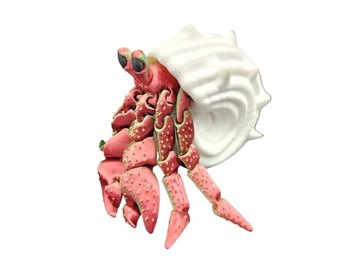 3D Printed Animals Hermit Crab Articulated Toy - Multicolor 3D Printed Toys for Fidgeting, Lifelike Soothing Experience, Satisfying and Educational 3D Printed Gift for Kids and Adults
