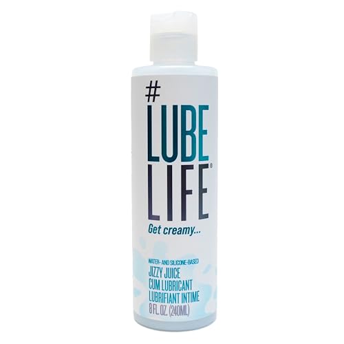 LubeLife Jizzy Juice Cum Lube Thick, Creamy Lube for Men, Women & Couples – Realistic Look & Feel, Hybrid Formula, Hypoallergenic Personal Lubricant, 8 Fl Oz