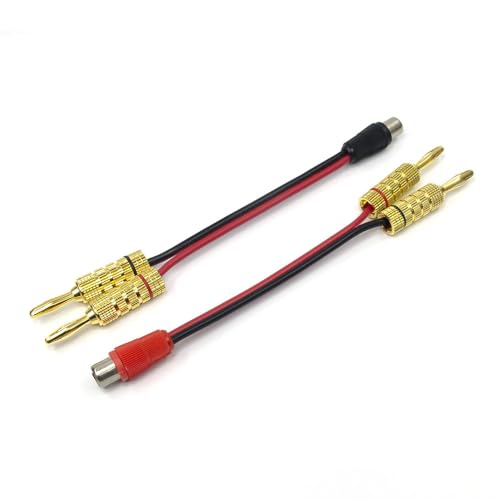 Generic (2-Pack) Banana Plug to RCA Phono Adapter, 6inch Length, 2-Channel Stereo Audio Connector for Home Theater Systems, gold-plated brass