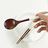 Korea Traditional Lacquer Wooden Chopsticks and Spoon Set Reusable, 2 Pair, Ivory