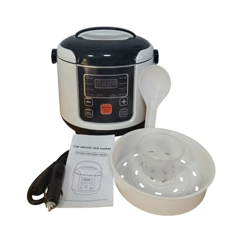 Generic Rice Cooker for Car Travel Rice Cooker 2L Multifunction Small with Steaming Tray Vehicle RV Trip Electric Rice Cooker, 12V for Cars, 22cmx22cmx23cm