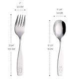 ANNOVA Children's Flatware Set - Stainless Steel Cutlery/Silverware - Safe Kids Toddler Utensils Lunch Box (Engraved Dog Cat Bunny) (Stainless Steel, 12 Forks & Spoon)