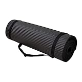 Fitvids All Purpose 1/2-Inch Extra Thick High Density Anti-Tear Exercise Yoga Mat and Knee Pad with Carrying Strap, Black