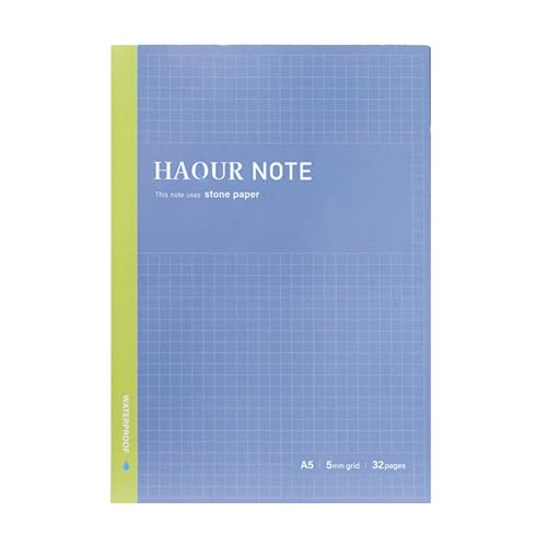 eCao Hakua A5 Waterproof Notebook, Eco-Friendly Water-Resistant Journal, 32 Pages of 5mm Square Paper, Ideal for Hiking Journal, Camping, and Outdoor Use, Travelers Notebook (Blue)