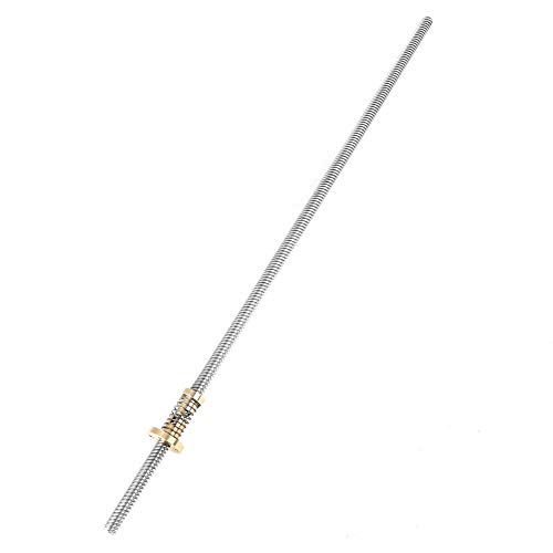 T8 Threaded Rod, Screw Rod Stainless T8 Screw Steel with T8 Nut, T8 Trapezoidal Screw Rod Linear Bar Nut for 3D Printer Machine(400mm)
