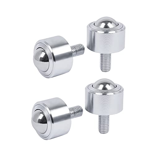 Ball Caster Roller Transfer Bearing - Ball Transfer Unit Appliance Caster Transmission 1 Inch M12,Heavy Duty Stud Mounted,Thread Stem,Bearing Steel & Carbon Steel,1160 Lbs Total Load Capacity,Set of 4