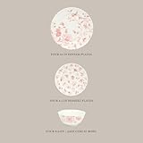 Martha Stewart Empress Bouquet 12 Piece Decorated Porcelain Dinnerware Plates and Bowls Set - Pink Floral, Service for 4 (12pcs)