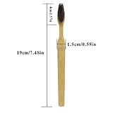 Colincie Extra Hard & Firm Bamboo Charcoal Toothbrush Long Head with Wide Thickened Handle Whitening Teeth Pack of 12