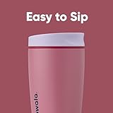 Owala SmoothSip Slider Insulated Stainless Steel Coffee Tumbler, Reusable Iced Coffee Cup, Hot Coffee Travel Mug, BPA Free 12 oz, Purple/Pink (Crochet Queen)