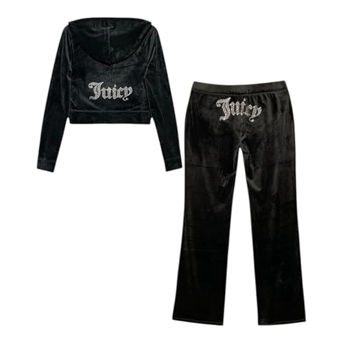 Juicy Couture Women's Bling Velour Tracksuit (US, Alpha, Medium, Regular, Regular, Liquorice)