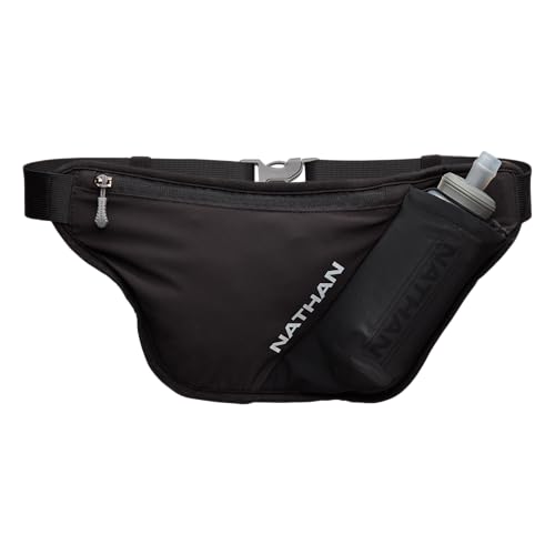 Nathan Hydration Belt for Running - Hydrapak Soft Flask 25 oz Bottle with ExoSpine - Breathable, Adjustable Comfort Fit - Angled Flask Holder - Pinnacle FeatherLite, Ultra-Light, Black