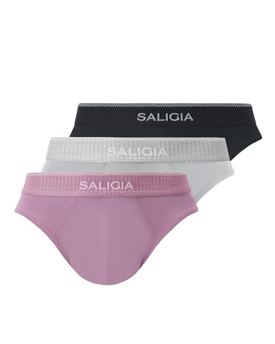 SALIGIA Mens Underwear Briefs for Men Pack of 3 Modal Underwear for Men with Supportive No-Fly Pouch Low Rise Men's Briefs
