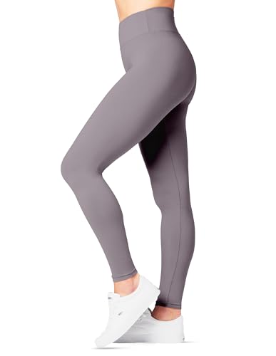 SATINA Women's Peach Skin Leggings - High Waisted Leggings for Plus Size - Lilac Gray