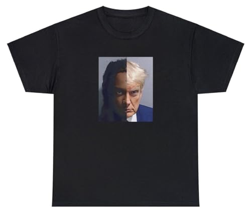 Playboy Carti Donald Trump Mugshot T Shirt Funny Oddly Specific Meme Humor Tee (Black, L)