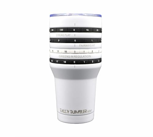 Tally Tumbler Golf Stainless Steel Cup, 30 oz Leak Proof Lid, Double Wall Insulation, Golf Tumbler with Score Keeping Counter used for strokes per hole, Greens in Regulation & Fairways Hit