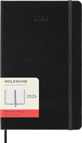 Moleskine Classic 12 Month 2025 Daily Planner, Hard Cover, Large (5" x 8.25"), Black, 400 pages