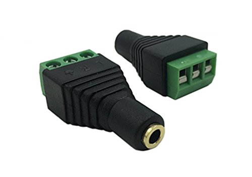 CERRXIAN 3.5mm Stereo Audio Video Female Jack to 3 Screw Terminal Female Headphone Replacement Solderless Balum Converter Adapter (2-Pack)