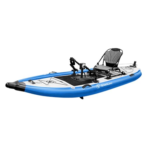 Spatium Fishing Kayak Boat Pedal Drive Sit on Top Pedal Drive Kayak Fishing Pedal Kayak Power System Orientation System Foot Pedal Fishing Boat, 11'*44"*4",Carrying Capacity 330 LBS Blue