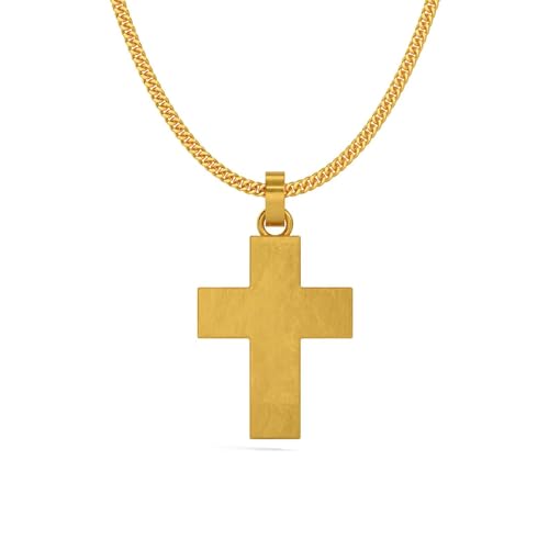 24K Gold Cross Pendant | Solid Pure Gold Charm | Heavy Gold Religious Necklace Pendant | Large Non Tarnish Cross Jewelry | Chunky Handmade 9999 Fine Gold Pendant For Men & Women (26.25 Gram)