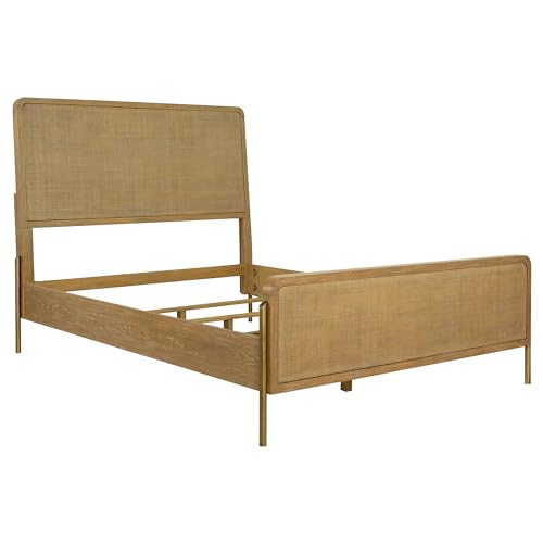 Coaster Home Furnishings Arini Coastal Wood Eastern King Size Panel Bed Frame 56-inch Headboard Sand Wash and Natural Cane 224300KE