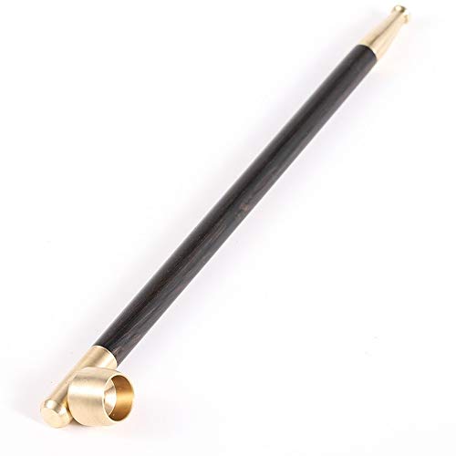 Wood Tobacco Pipe With Cleaners Screens Accessories, Brass Long Stem Bowl Hanyan Kiseru (17 cm/6.7 inch) (Ebony)