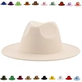 Faringoto Felt Cowboy Hat for Women Wide Brim Dress Men Caps Felted Hat Panama Navy Blue