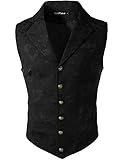 VATPAVE Mens Victorian Suit Vest Steampunk Gothic Waistcoat Medium SU14 Black