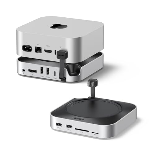 UGREEN Mac mini M4 Dock and Stand DP Hub for Mac mini M4 and M4 Pro 2024 with M.2 NVMe SSD Enclosure, 4K144Hz DP,10G USB A/C, SD/TF, Audio