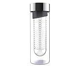 Asobu Flavor It 20 Ounce Glass Water Bottle With Fruit Infuser, Smoke Silver