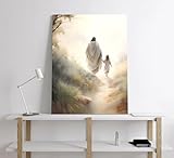 Framed Jesus Wall Art Picture Christian Canvas Poster Prints Follow Me Painting Wall Decor for Living Room Kids Room Bedroom 16x24in