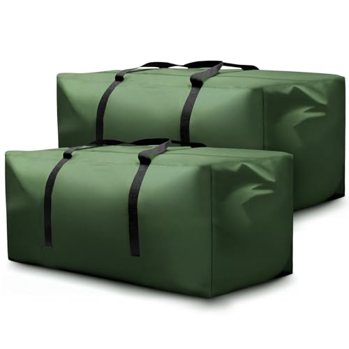 Moutosne Christmas Tree Storage Bag Fits 9-12 ft Tall Christmas Tree, Outdoor Patio Cushion Storage Bag 420D Oxford Waterproof Extra Large with Zipper and Handles 68x30x20 Inches (Green, 2P)