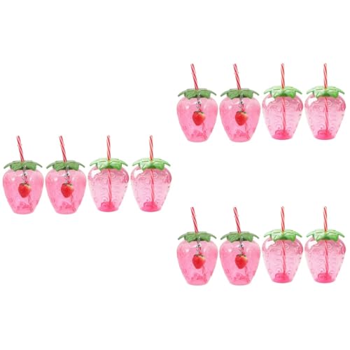 12 Pcs Strawberry Cup Toddler Straw Cup Hot Chocolate Cups Kids Tumbler Cups Milk Water Bottle Strawberry Drinking Cups Milk Carafe Wine Tumbler Banquet Pp Student Cup Conveniently