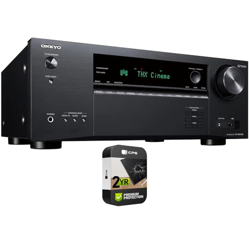 Onkyo TXNR6100 7.2-Channel THX Certified AV Receiver Bundle with 2 YR CPS Enhanced Protection Pack (Renewed)