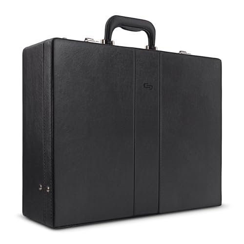 Solo New York Attache - Briefcases for Men & Women, Carrying Case with Combination Lock, Business Brief for Work or Travel, Large Main Compartment, Carry Handle & File Pocket - Grand Central, Black