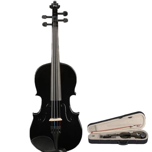 Kcelarec Acoustic Violin, Solid Wood Fiddle with Bow Case Rosin, Stringed Musical Instrument Violin for Beginner Adult Boys Girls Children Kids (3/4, Black)