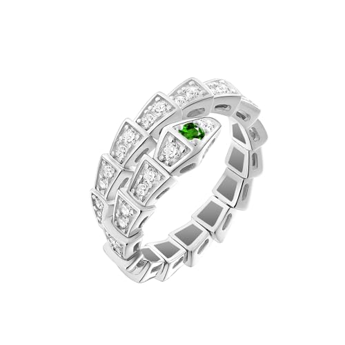 Aura & lrena Luxury Snake Ring for Women - Adjustable Platinum Plated Wrap Ring with AAA Cubic Zirconia, Statement Jewelry for Fashion & Gift