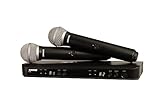Shure BLX288/PG58 Wireless Microphone System - 14-Hour Battery Life, 300 ft Range, UHF | Includes (2) PG58 Handheld Vocal Mics, Dual Channel Receiver | H10 Band (BLX288/PG58-H10)