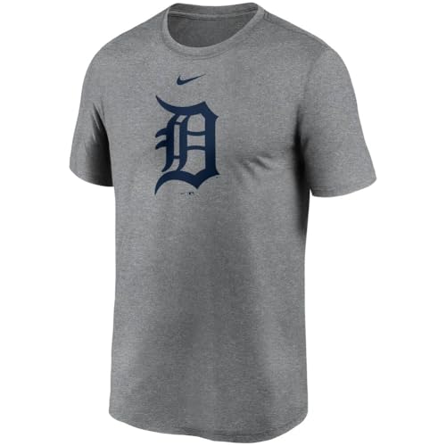 Nike Men's MLB Wordmark Logo Legend Dri-Fit T-Shirt (US, Alpha, Large, Regular, Regular, Gray, Detroit Tigers)