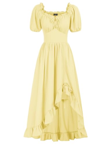 Scarlet Darkness Coset Dress for Women Off The Shoulder Dress Summer Yellow Long Dress Yellow XL